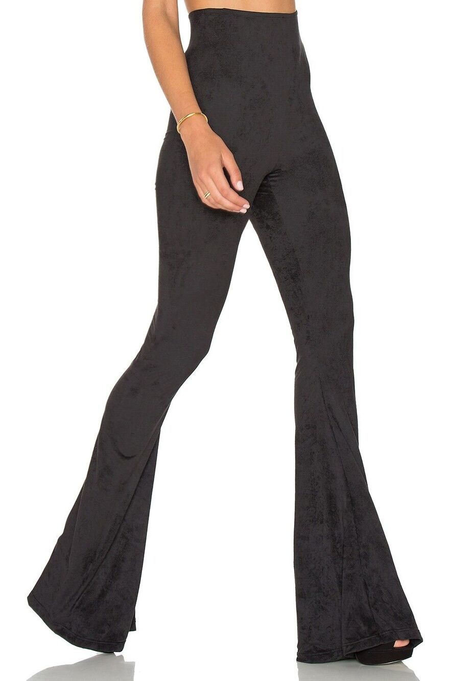 Show Me Your Mumu Bam Bam Bells Pants Black Stretch Suede L NWT Disco Festival